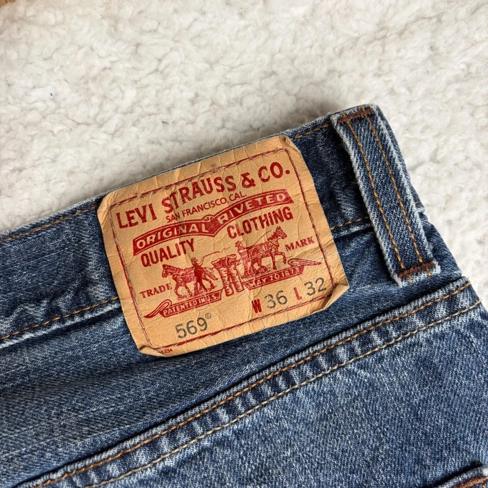 Levis 569 Loose Straight Leg Jeans Mens 36x32 (36x30) Blue Denim Baggy